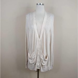 Pilcro & the Letterpress Open Back Cardigan Sweater Beige